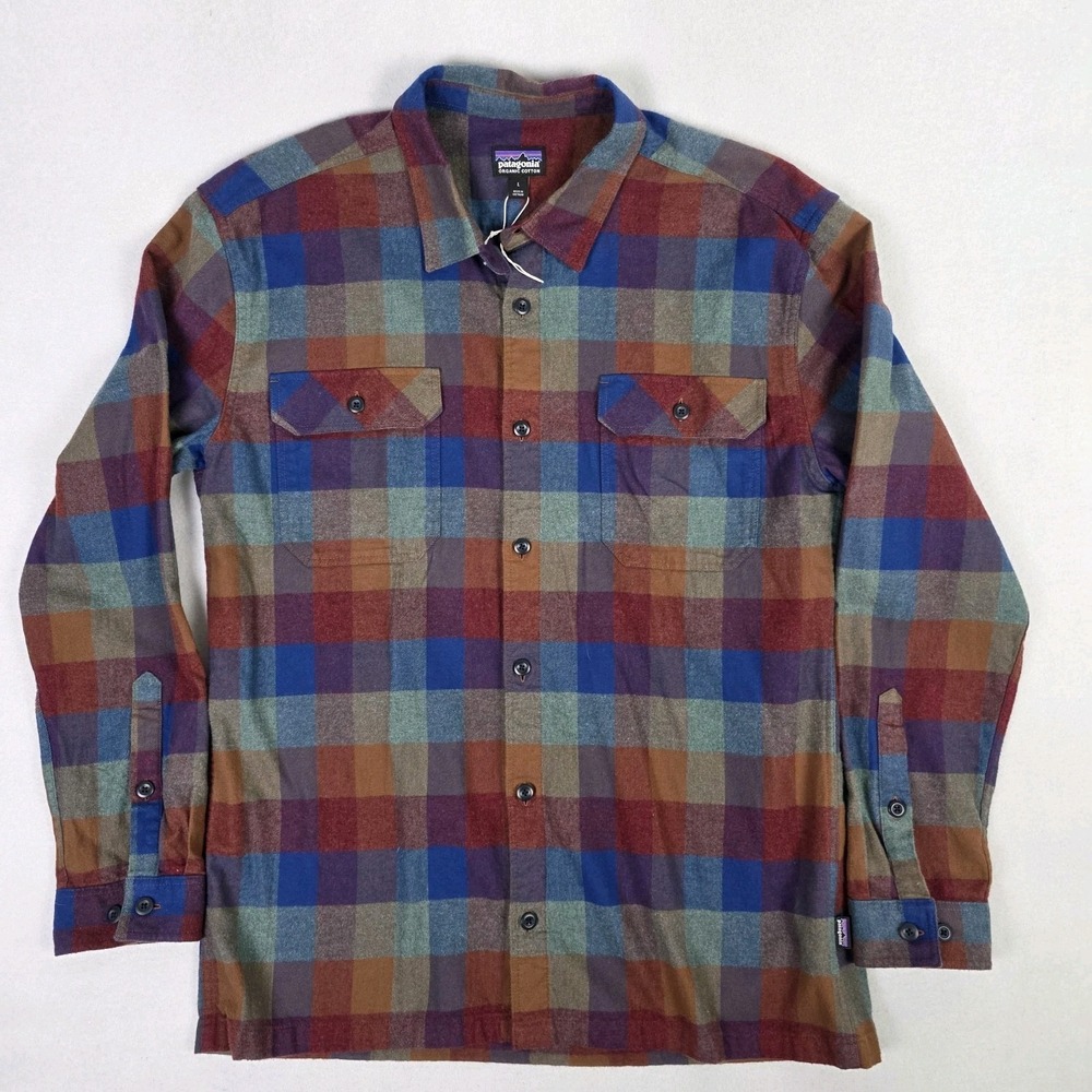 Patagonia Fjord Flannel Shirt Mens Large Colorful Button Gorpcore Organic Cotton